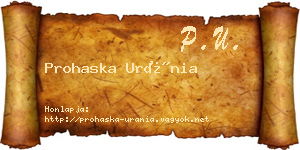 Prohaska Uránia névjegykártya